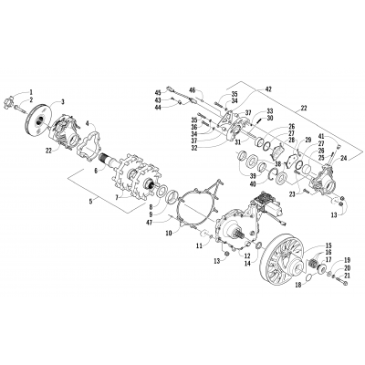 DRIVE TRAIN SHAFT AND BRAKE ASSEMBLIES