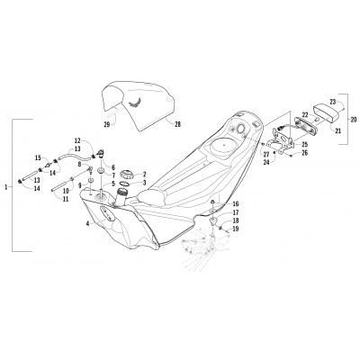 GAS TANK AND TAILLIGHT ASSEMBLY