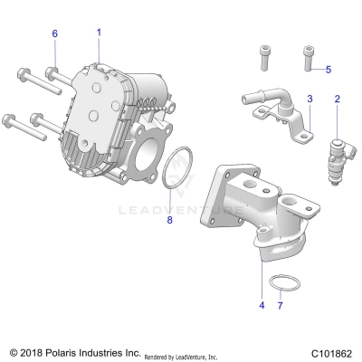 ENGINE, THROTTLE BODY and FUEL RAIL - A20HAB15A2 (C101862)