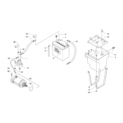 BATTERY AND STARTER MOTOR ASSEMBLY