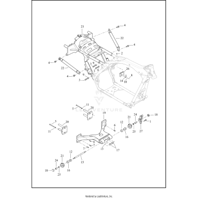 FRAME, INTERMEDIATE AND FORK, REAR