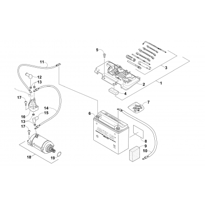 BATTERY AND STARTER ASSEMBLY