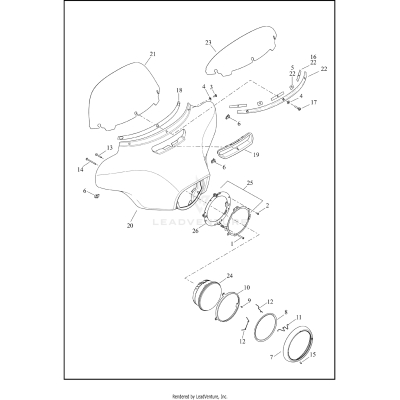 WINDSHIELD, FAIRING AND HEADLAMP