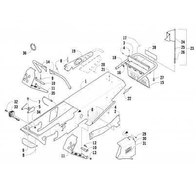 CHASSIS, FOOTREST, AND REAR BUMPER ASSEMBLY