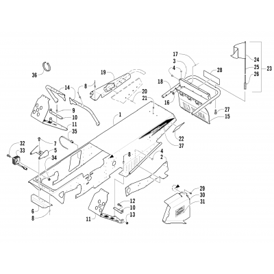 CHASSIS, FOOTREST, AND REAR BUMPER ASSEMBLY