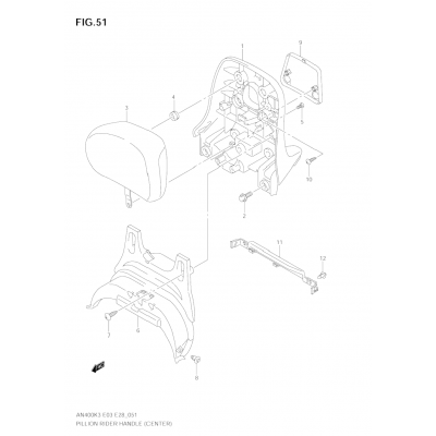 PILLION RIDER HANDLE (CENTER)(MODEL K3)