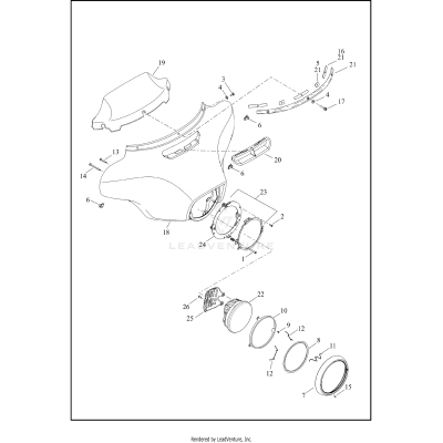 WINDSHIELD, FAIRING AND HEADLAMP