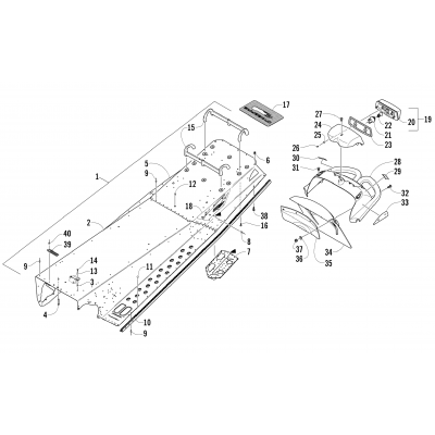 TUNNEL, REAR BUMPER, AND TAILLIGHT ASSEMBLY