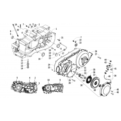 LEFT CRANKCASE, COVER, AND RECOIL ASSEMBLY