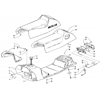 GAS TANK, SEAT, AND TAILLIGHT ASSEMBLY