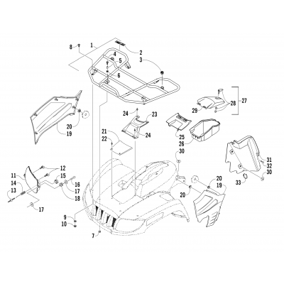 FRONT RACK AND HEADLIGHT ASSEMBLIES