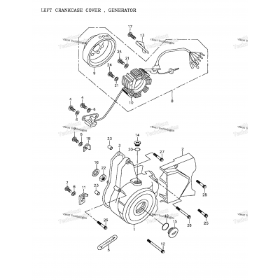 Left Crankcase Cover, Generator 172A-07