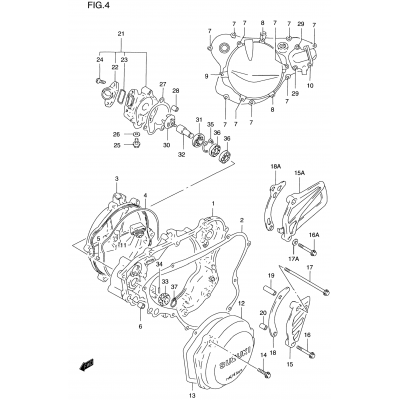 CRANKCASE COVER-WATER PUMP (MODEL T/V)