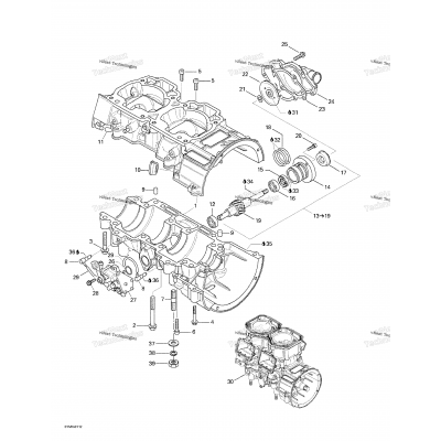 Crankcase, Water Pump And Oil Pump