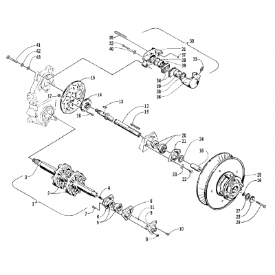 DRIVE TRAIN SHAFTS AND BRAKE ASSEMBLIES