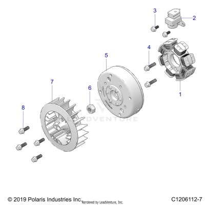 ENGINE, STATOR AND FLYWHEEL - A25HBA07B5/B7 (C1206112-7)
