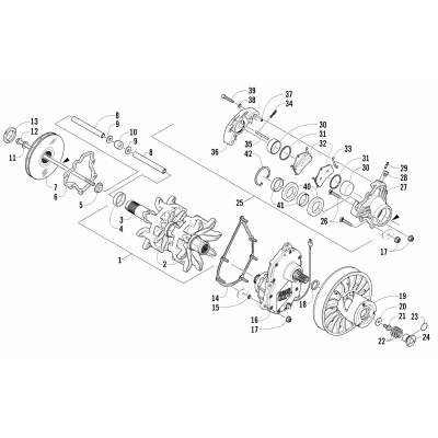 DRIVE TRAIN SHAFTS AND BRAKE ASSEMBLIES