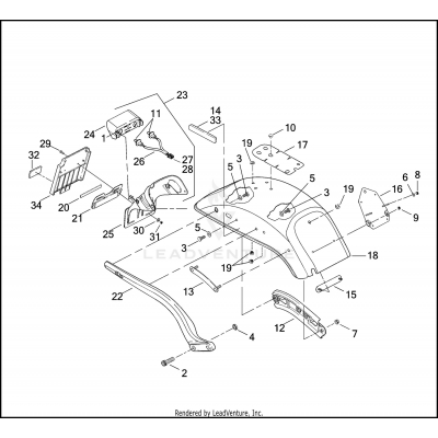 REAR FENDER, SUPPORTS & LICENSE PLATE BRACKET - FXSTD