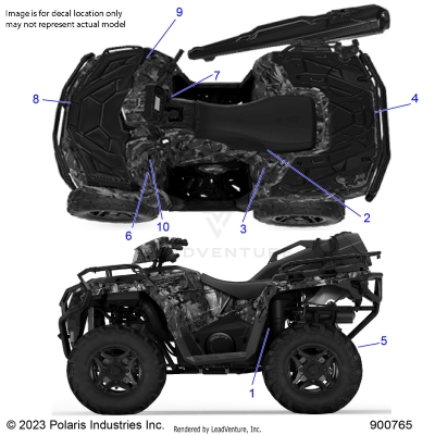 BODY, DECALS, STANDARD - A25SHD57A9 (900765-01)