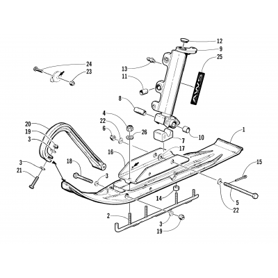 SKI AND SPINDLE ASSEMBLY