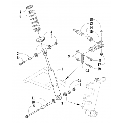 SHOCK ABSORBER AND SWAY BAR ASSEMBLY