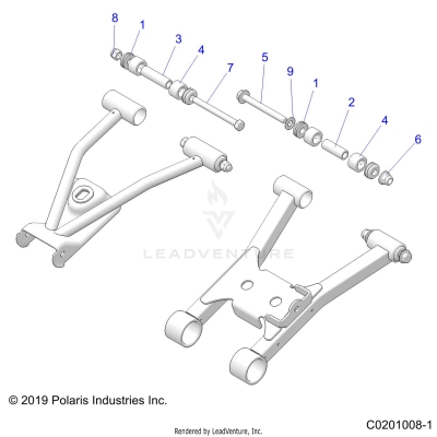 SUSPENSION, REAR A-ARM MOUNTING and BUSHINGS - A20SEF57C1/S57C1/C2/C5/C9/CK/CY/F1/F2/E1/E2/E5/EK (C0