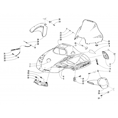 HOOD AND WINDSHIELD ASSEMBLY