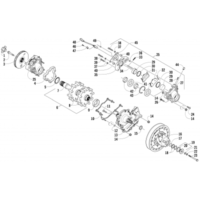 DRIVE TRAIN SHAFT AND BRAKE ASSEMBLIES