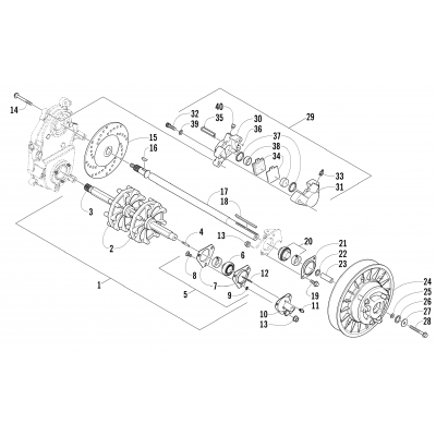 DRIVE TRAIN SHAFT AND BRAKE ASSEMBLIES