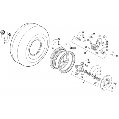 FRONT WHEELS AND BRAKE ASSEMBLY