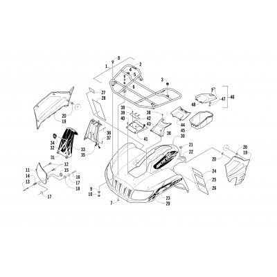 FRONT RACK, BODY PANEL, AND HEADLIGHT ASSEMBLIES