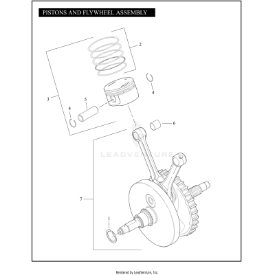 PISTONS AND FLYWHEEL ASSEMBLY -TWIN CAM 88B™