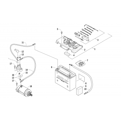 BATTERY AND STARTER ASSEMBLY