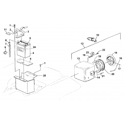 STORAGE BOX AND BATTERY ASSEMBLY