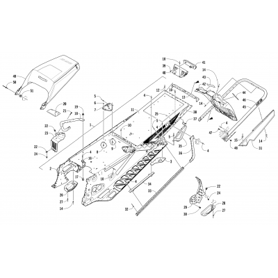 TUNNEL, REAR BUMPER, AND SNOWFLAP ASSEMBLY