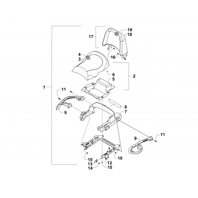 PASSENGER SEAT AND BACKREST ASSEMBLY