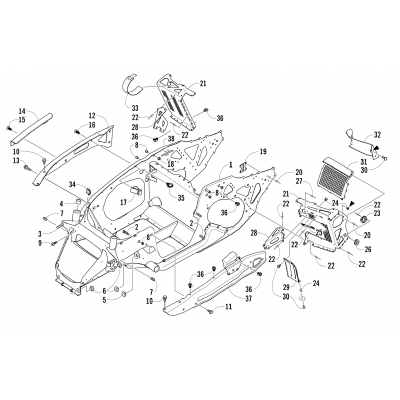 FRONT FRAME AND FOOTREST ASSEMBLY