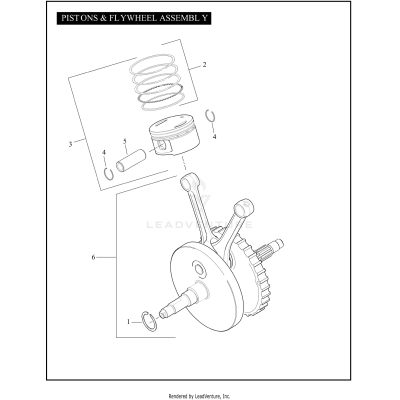 PISTONS & FLYWHEEL ASSEMBLY - TWIN CAM 96™