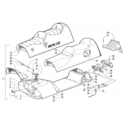 GAS TANK, SEAT, AND TAILLIGHT ASSEMBLY