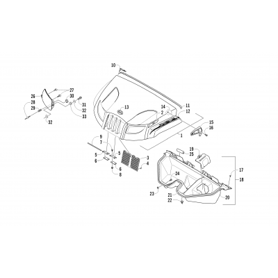 HOOD AND HEADLIGHT ASSEMBLY