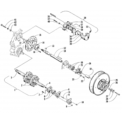 DRIVE TRAIN SHAFTS AND BRAKE ASSEMBLIES