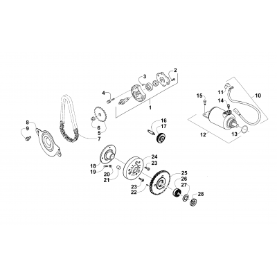 STARTER MOTOR AND OIL PUMP ASSEMBLY