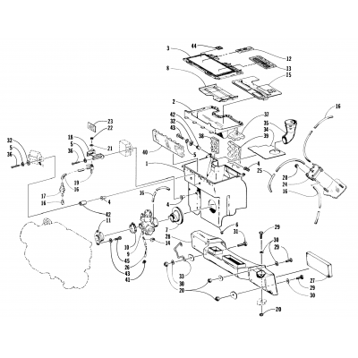 CARBURETOR, FUEL PUMP, AND AIR SILENCER ASSEMBLY