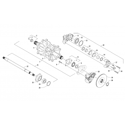 DRIVE TRAIN SHAFTS AND BRAKE ASSEMBLIES