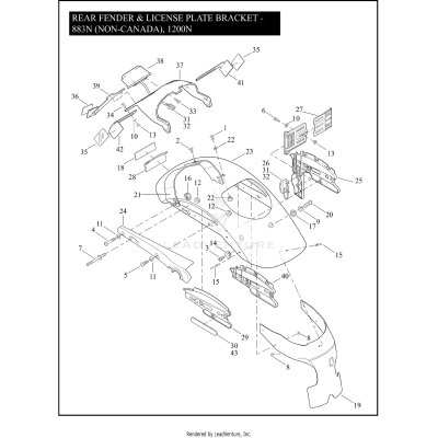 REAR FENDER & LICENSE PLATE BRACKET - 883N (NON-CANADA), 1200N