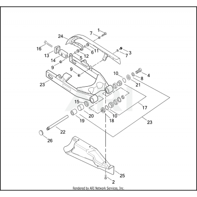 REAR FORK, DEBRIS DEFLECTOR & BELT GUARD