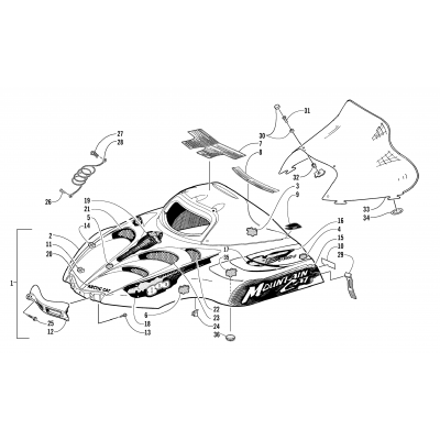 HOOD AND WINDSHIELD ASSEMBLY