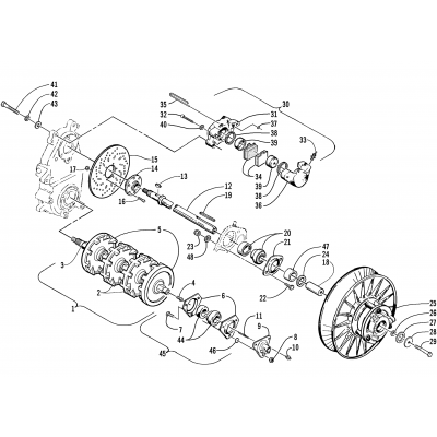 DRIVE TRAIN SHAFTS AND BRAKE ASSEMBLIES