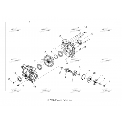 Drive Train, Rear Gearcase Internals (49Atvtransintl09spxp550)