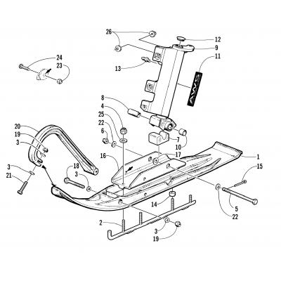 SKI AND SPINDLE ASSEMBLY